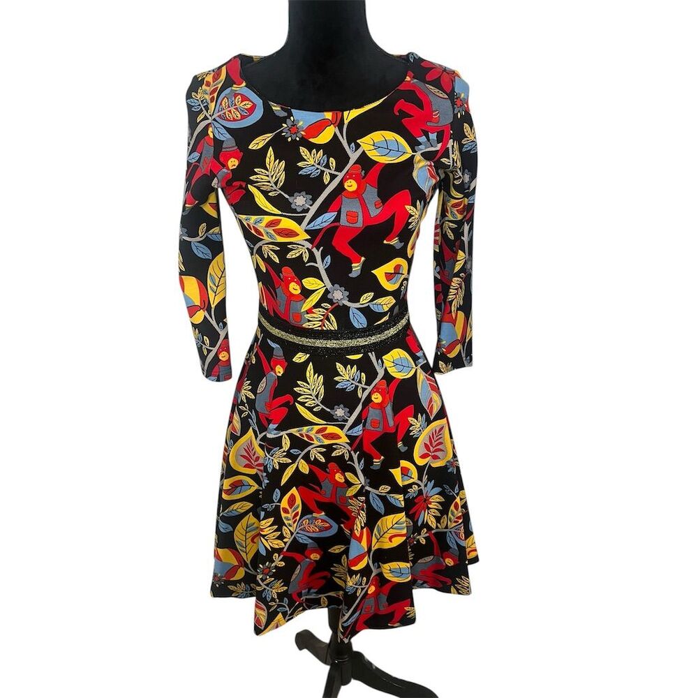 TRAFFIC PEOPLE‎ FIT & FLARE MONKEY PRINTED DRESS WOMENS SIZE SMALL